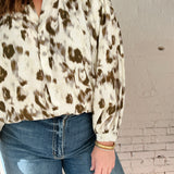 Olive Leopard Blouse