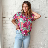 Raspberry Floral Blouse