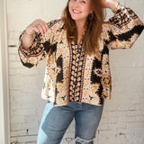 Mirrored Scarf Print Blouse