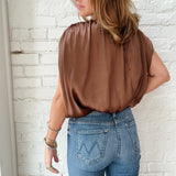 Chocolate Bubble Hem Blouse