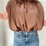 Chocolate Bubble Hem Blouse