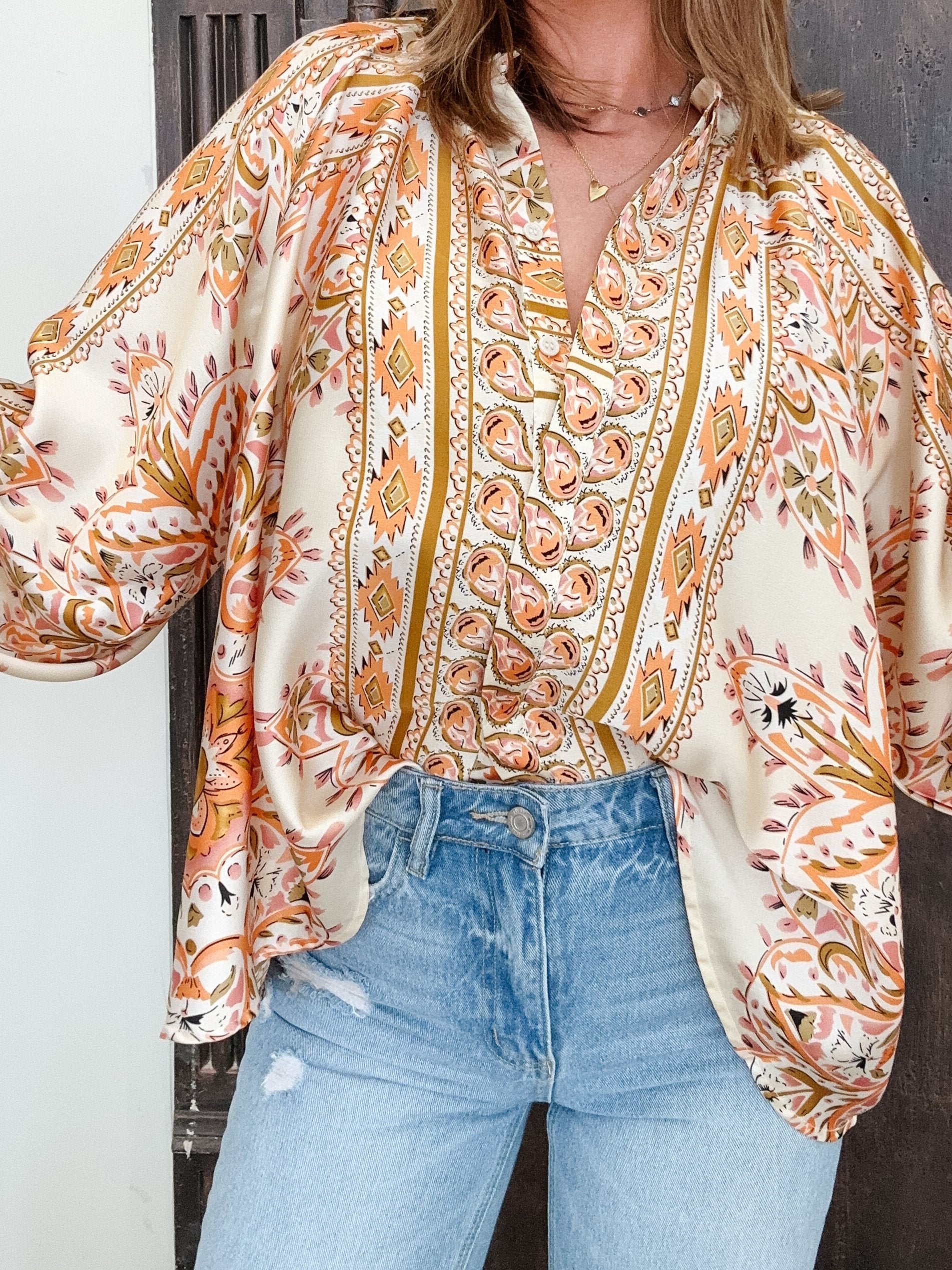 Mirrored Scarf Print Blouse