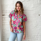 Raspberry Floral Blouse