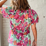 Raspberry Floral Blouse